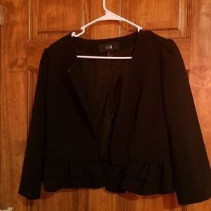 Black Blazer with ruffle trim